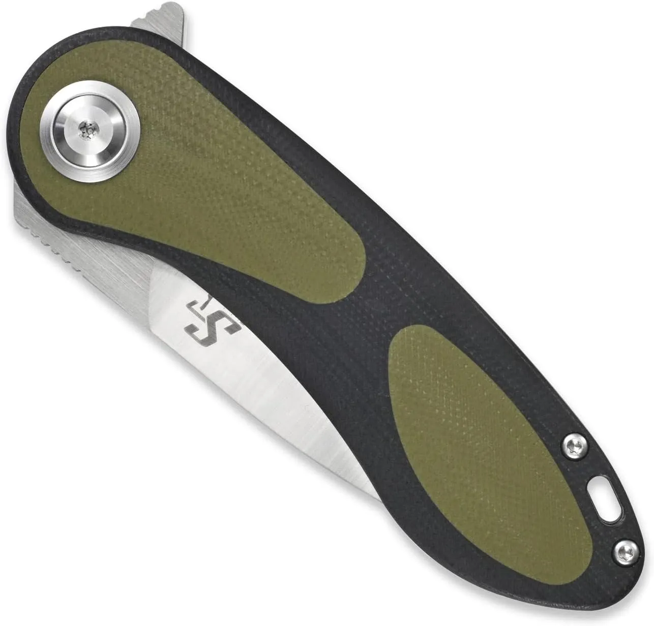 Sitivien ST139 Folding Knife Pocket Knife, Sandvik 14C28N Blade G10 Handle EDC Tool Knifes for Outdoor Camping,Hiking,Hunting,Survival(Black Green)