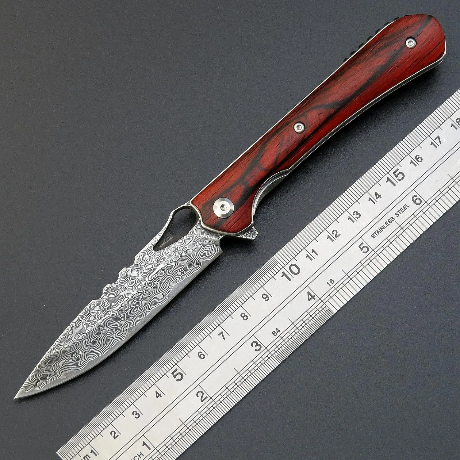 Sitivien ST222 Damascus Steel Folding Knife, VG10 Core Blade Dalbergia Handle EDC Tool Knife for Outdoor, Camping, Hunting, Hiking