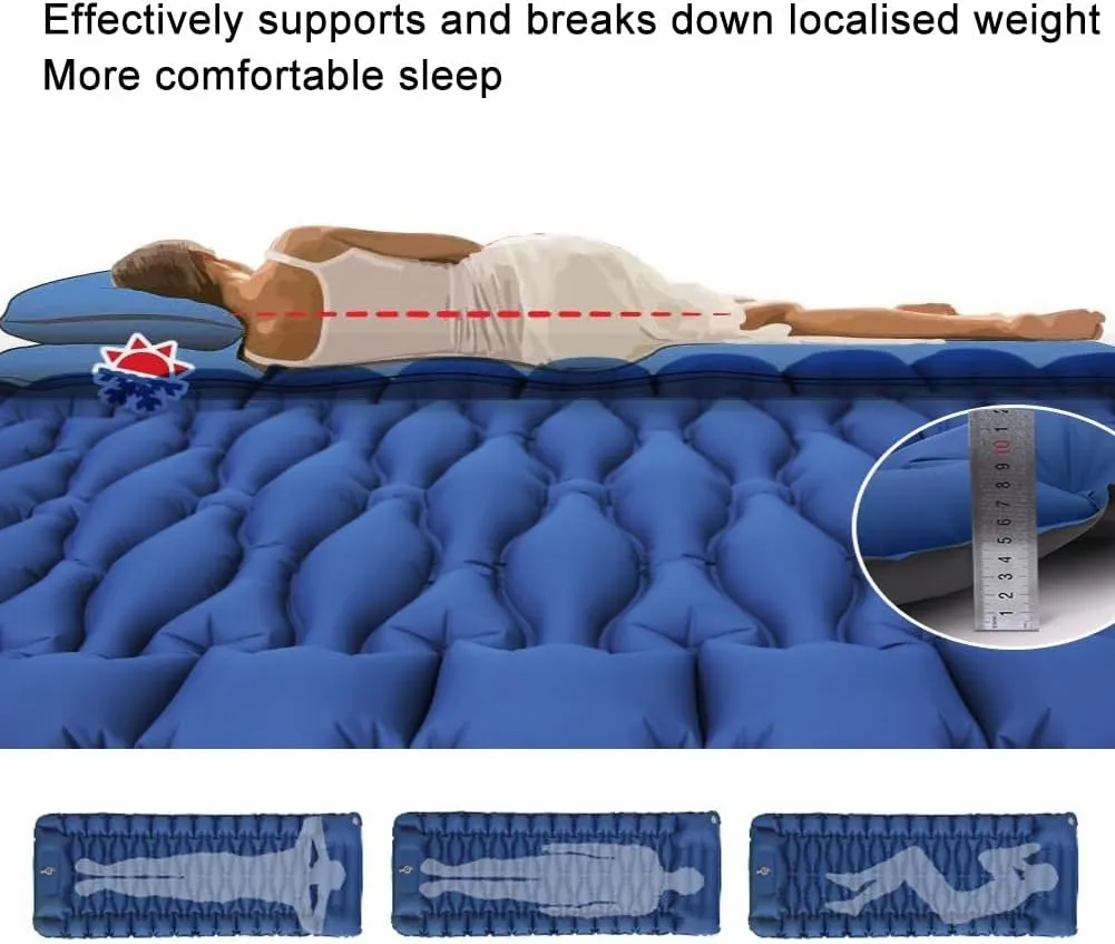 Sleeping Mat,camping Mattress Self-inflating,9 Cm Thick Camping Mat with Built-in Foot Pump, Pillow Inflatable Sleeping Mat for Backpacking, Camping and Hiking.(Orange)