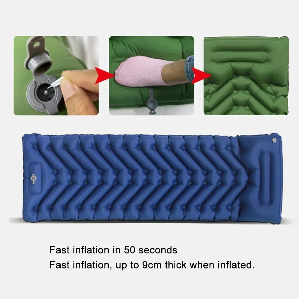 Sleeping Mat,camping Mattress Self-inflating,9 Cm Thick Camping Mat with Built-in Foot Pump, Pillow Inflatable Sleeping Mat for Backpacking, Camping and Hiking.(Orange)