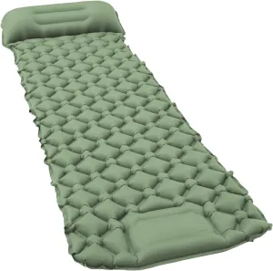 Sleeping Pad for Camping, 40D Nylon Inflating Sleeping Pad with Storage Bag, TPU Coating Built in Foot Pump, Inflatable Air Mattress Sleep Mat for Travel Tent Hiking Backpacking(Green)