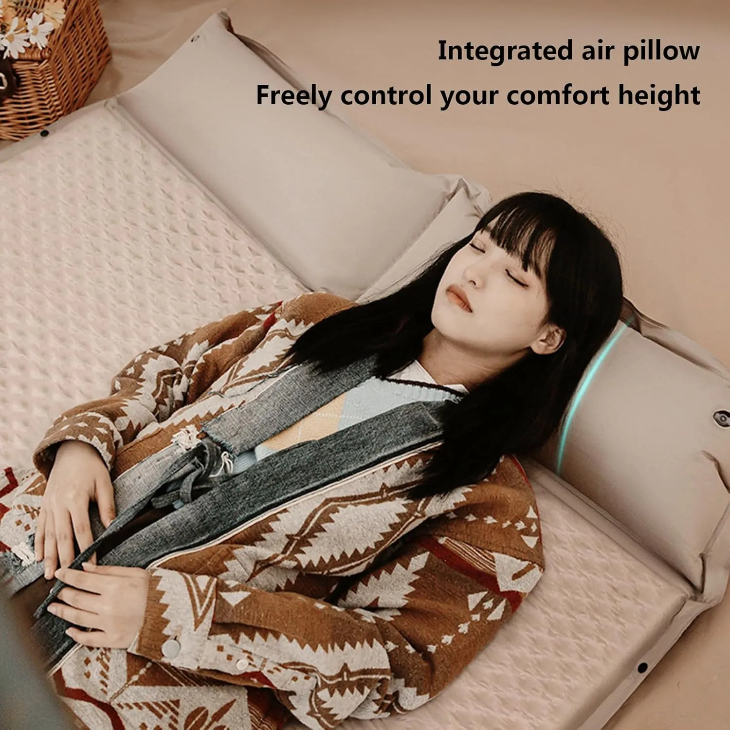 Sleeping Pad for Camping-ultralight Inflatable Sleeping Mat Built-in Air Pillow Self Inflatable Camping Mattress Pad Compact Camp Air Mat for Tent Car Traveling And Backpacking , Triple, green