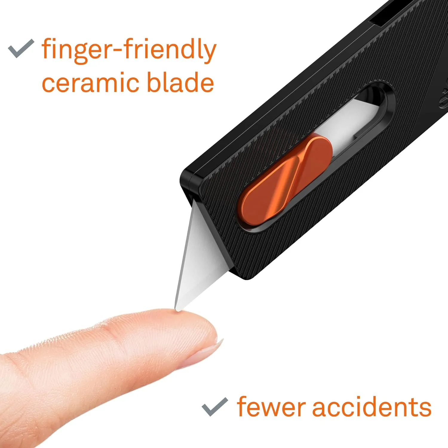 Slice 10496 EDC Pocket Knife, Ceramic Blade, Finger Friendly, Lasts 11x Longer Than Metal, Aluminum Handle, Textured Grip, Lanyard, Commercial Grade