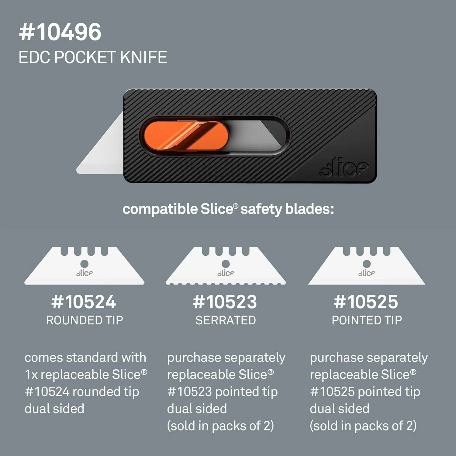Slice 10496 EDC Pocket Knife, Ceramic Blade, Finger Friendly, Lasts 11x Longer Than Metal, Aluminum Handle, Textured Grip, Lanyard, Commercial Grade