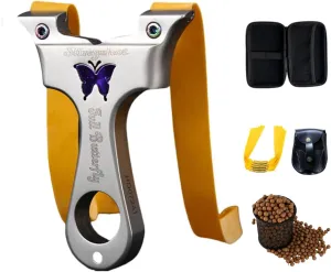 Slingshot, Professional Metal Hunting Slingshot Set, Including 100 Clay Bullets   Carrying Bag   1.5mm Strong Rubber Band, High-Speed and Precise Catapult, Outdoor Survival Hunting Tools