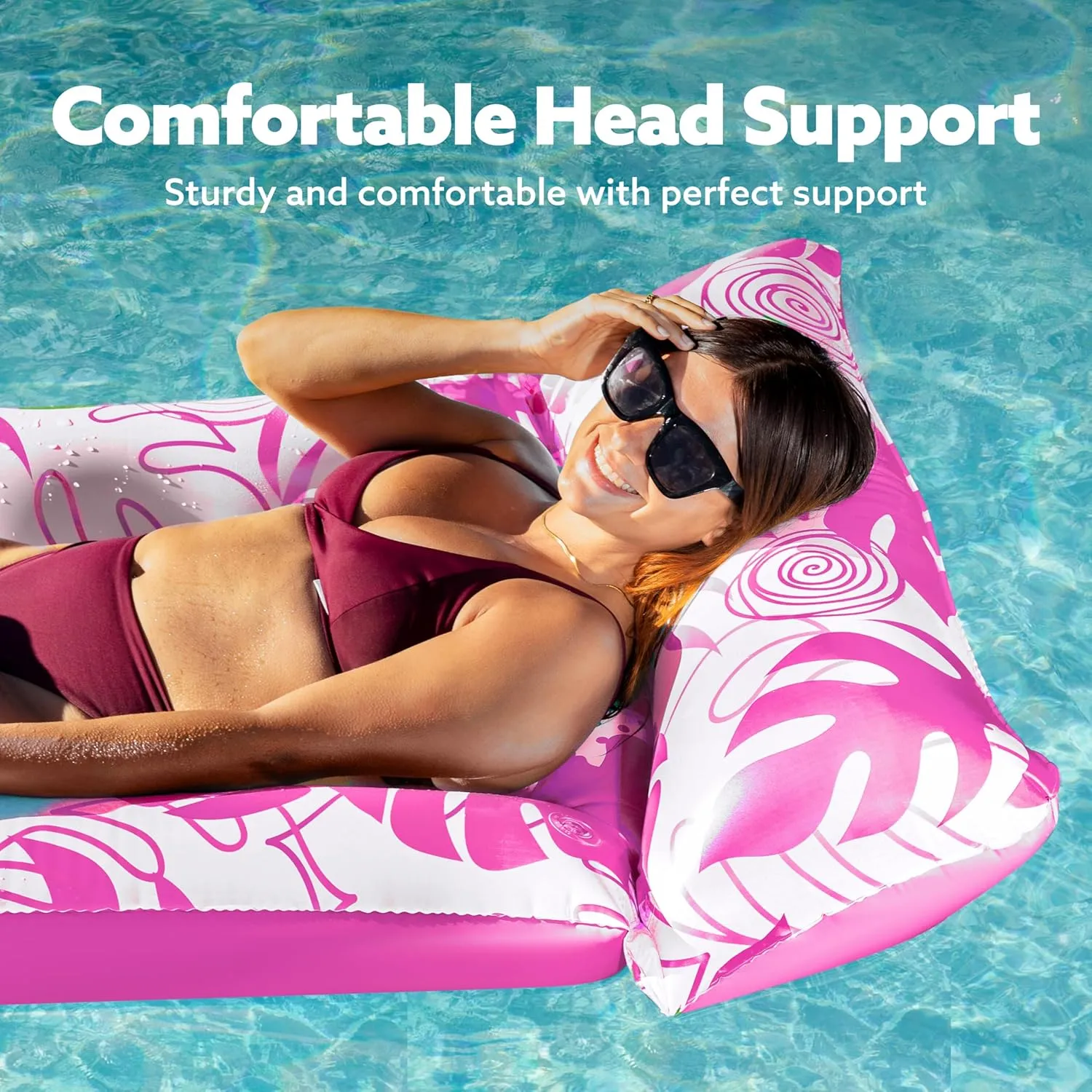 SLOOSH 2-Pack Inflatable Pool Floats Mat - XL Pool Floaties Adults Size with Headrest, Sun Tanning Raft Lake Beach Swimming Pool Party Toys Floating Lounge Above Water Keep Cool