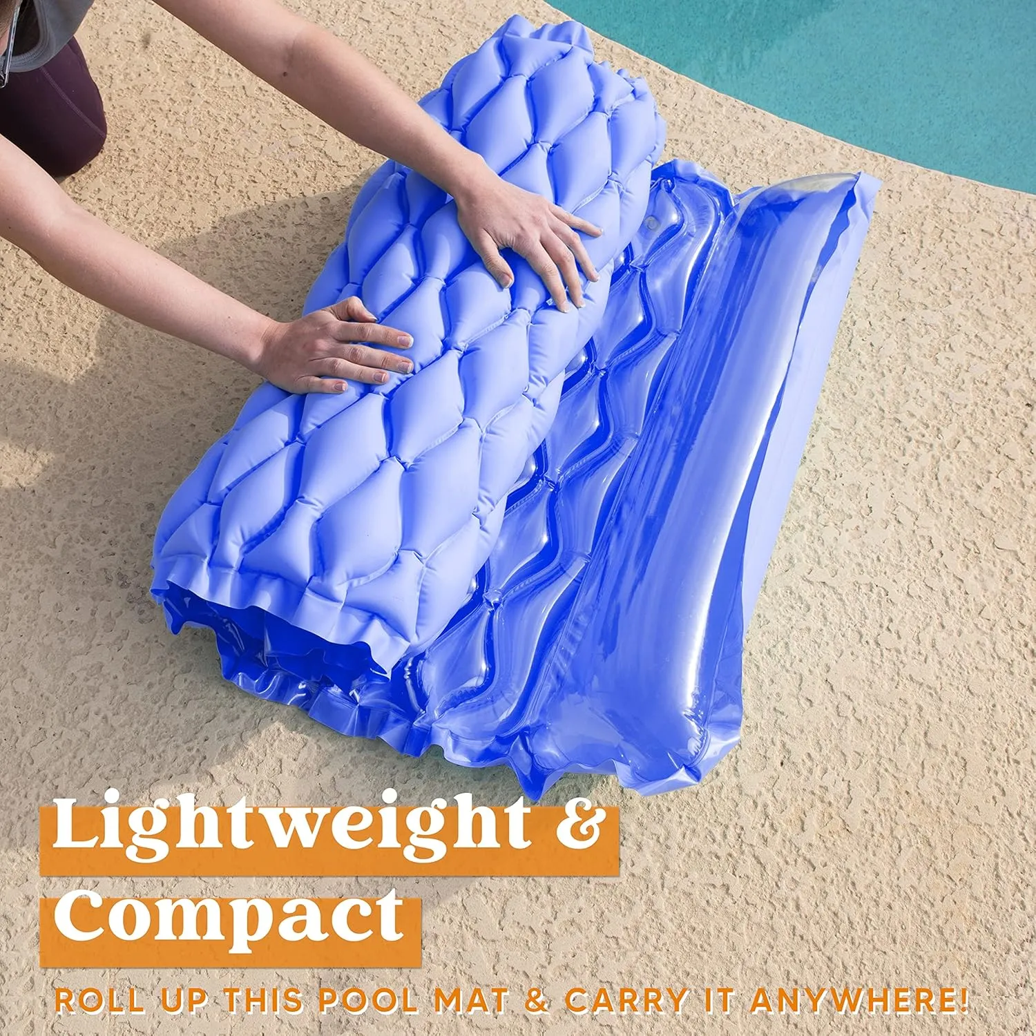 SLOOSH Inflatable Pool Floats Raft,Floating Lounge for Adults,64x32 inch Swimming Mat Pool Mattress with Headrest,2 Pieces Float Air Mat for Summer Water Beach Fun
