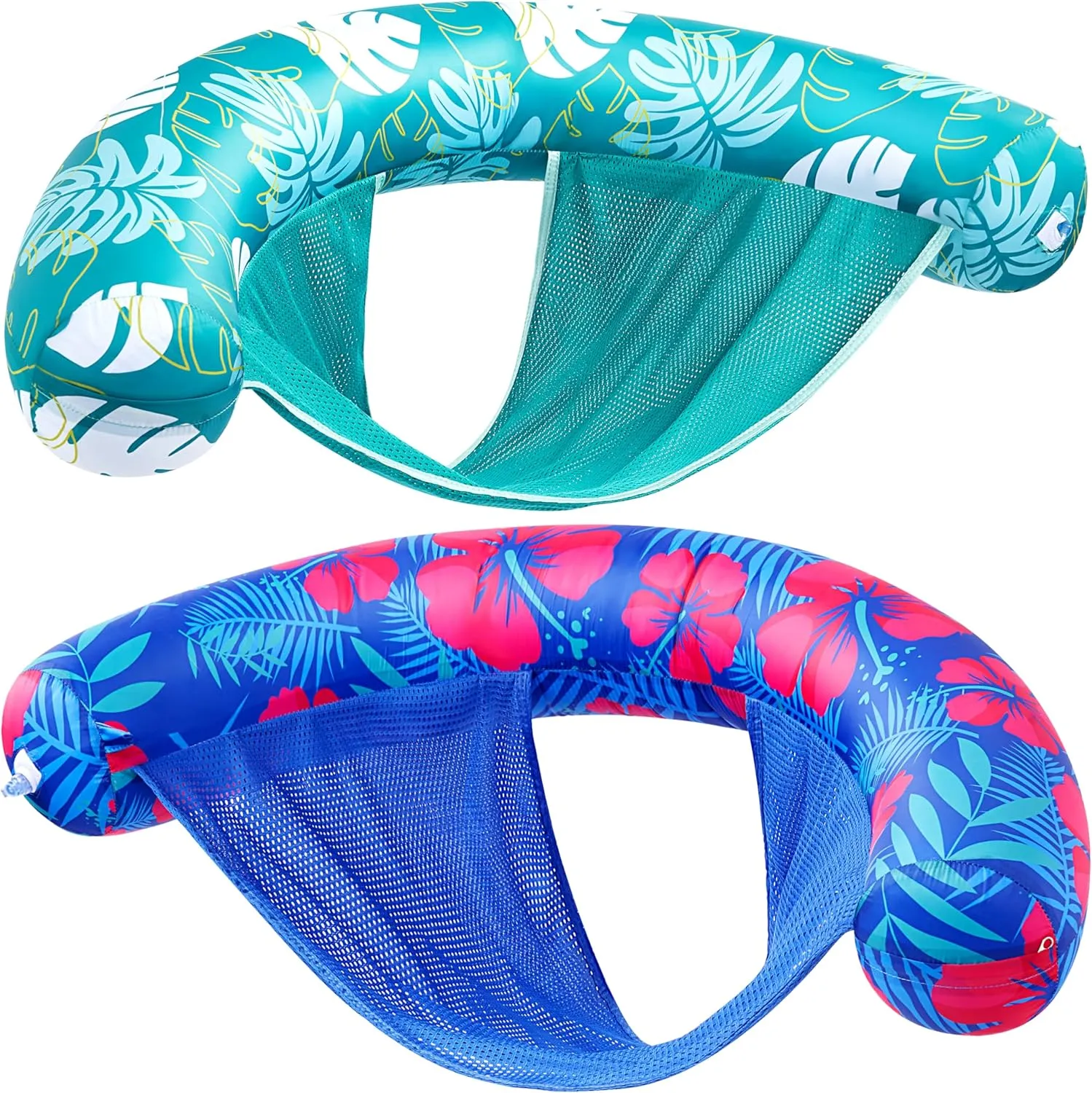 Sloosh Pool Floats Adult, 2 Pack Inflatable Noodle Chair with Sling Soft Fabric, Floating Pool Float Lounge for Summer Water Fun