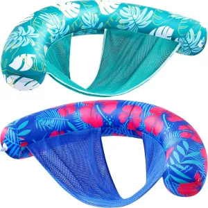 Sloosh Pool Floats Adult, 2 Pack Inflatable Noodle Chair with Sling Soft Fabric, Floating Pool Float Lounge for Summer Water Fun