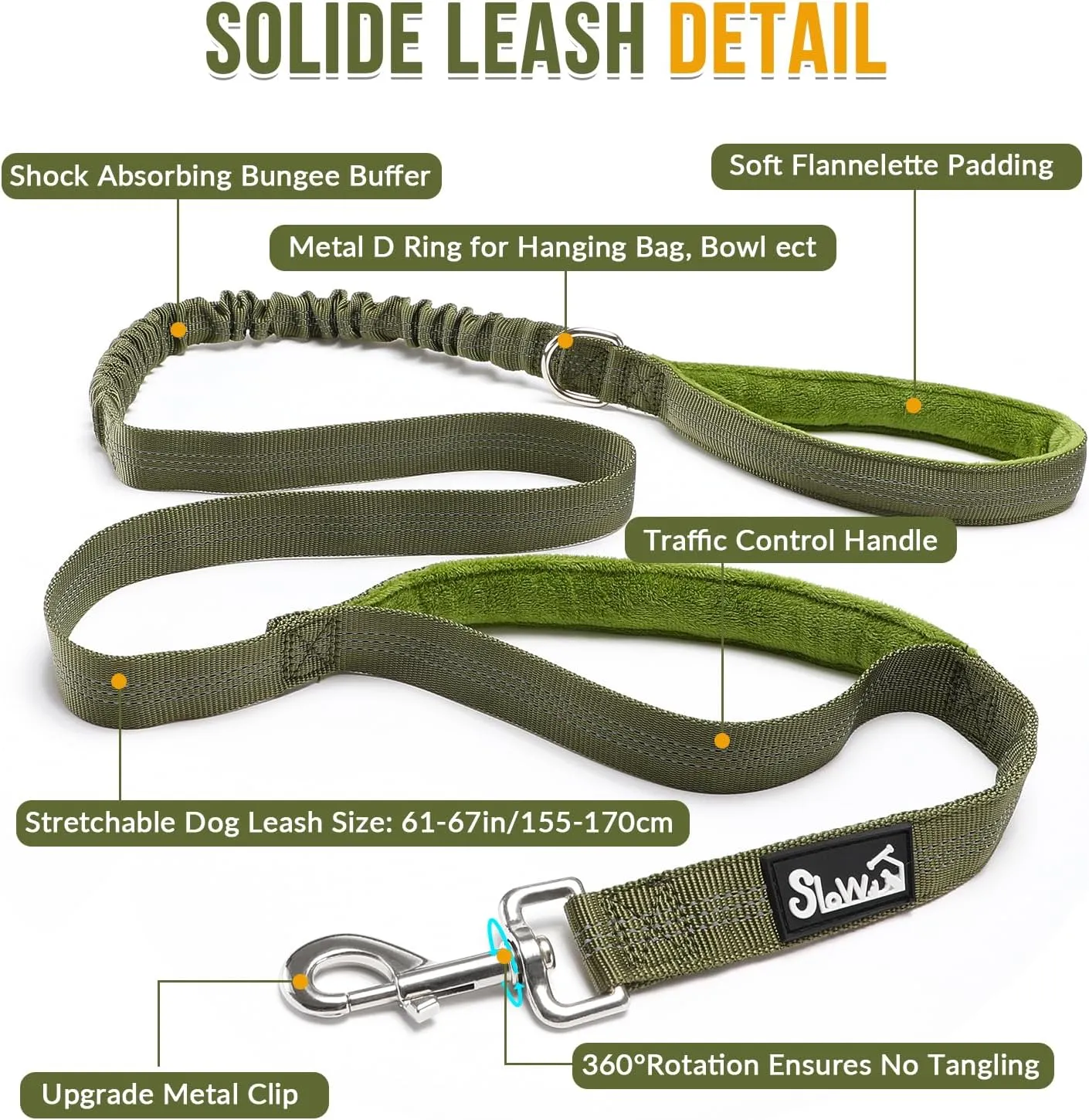 SlowTon No Pull Dog Harness - Heavy Duty Dog Harness and Leash Set for Medium Large Dogs, Reflective Tactical Harness with Soft Padded and Front Clip for Easy Walk and Training (Green M)