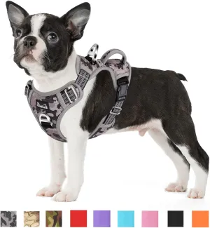 SlowTon No Pull Dog Harness, Heavy Duty No Choke Pet Harness with 2 Leash Clips and Easy Control Vertical Handle, Adjustable Soft Padded Dog Vest for Small, Medium and Large Dogs(Grey Camo,Medium)
