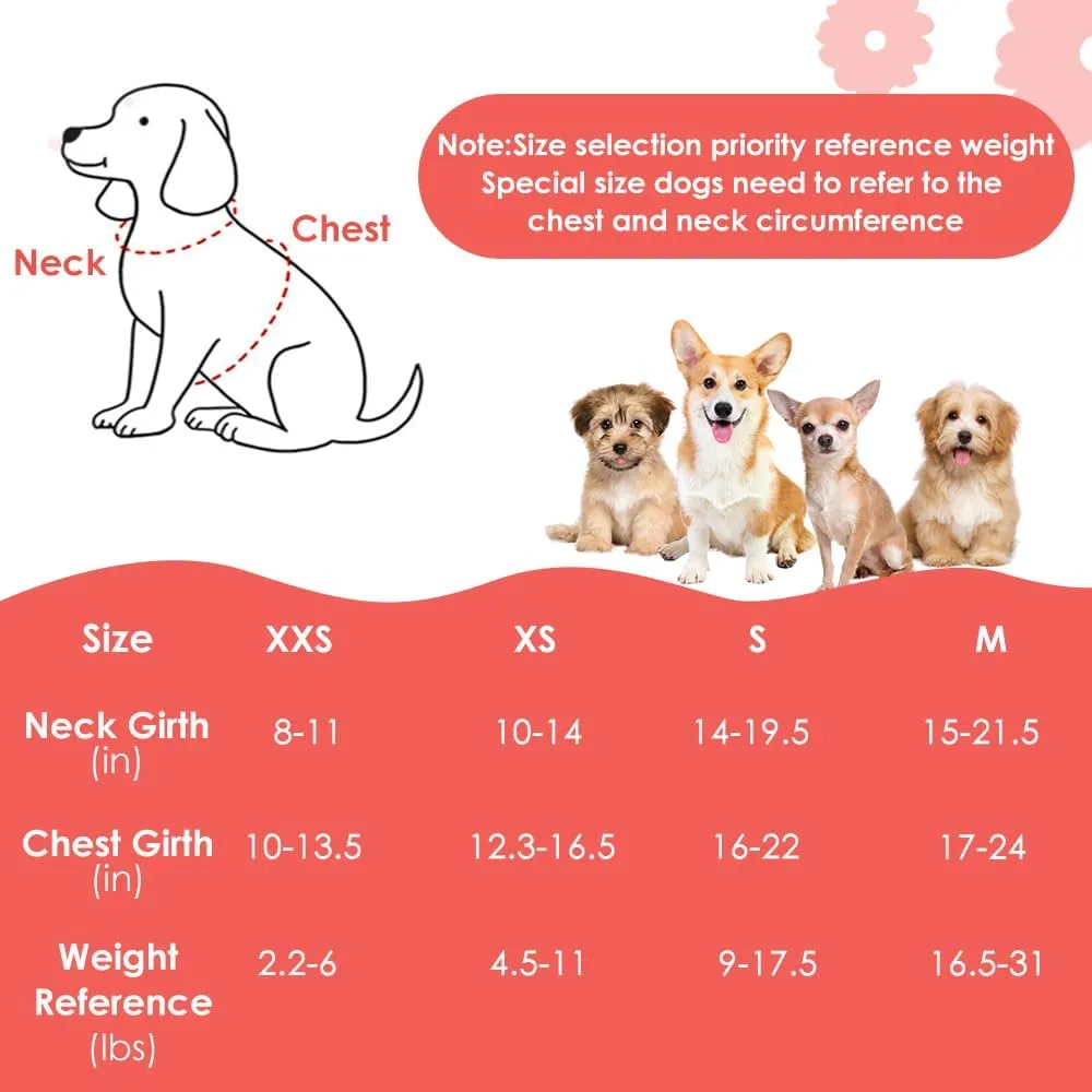 SlowTon No Pull Dog Harness with Leash - Soft Lightweight Floral Pattern Puppy Harness, Adjustable Pet Harness for Small Medium Dogs (Flower XXS)