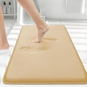 Smiry Memory Foam Bath Mat 24x16, Extra Soft and Absorbent Bathroom Mats, Non Slip Washable Carpet for Floor, Shower and Tub, Beige