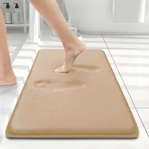 Smiry Memory Foam Bath Mat 24x16, Extra Soft and Absorbent Bathroom Mats, Non Slip Washable Carpet for Floor, Shower and Tub, Camel