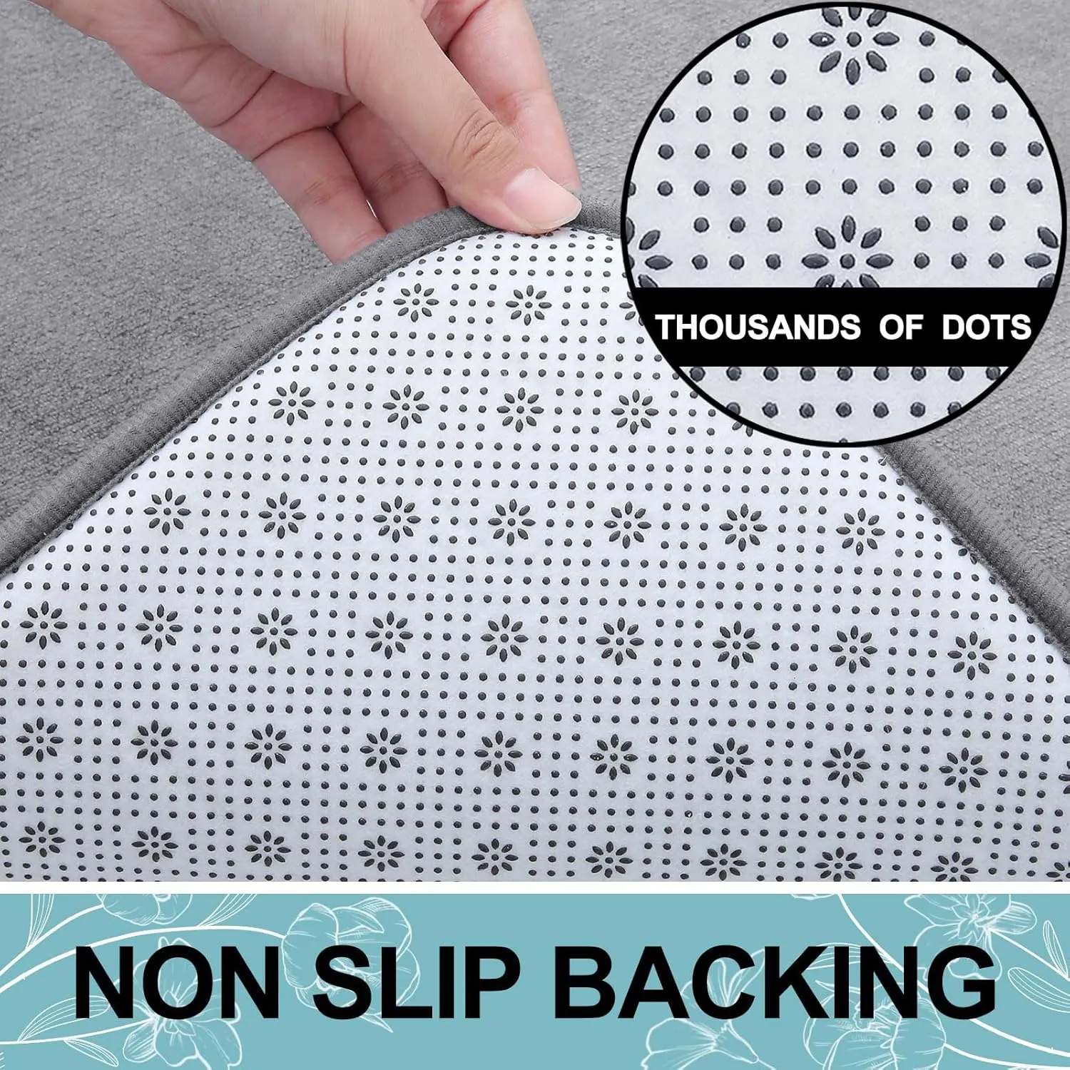 Smiry Memory Foam Bath Mat 24x16, Extra Soft and Absorbent Bathroom Mats, Non Slip Washable Carpet for Floor, Shower and Tub, Medium Grey