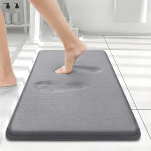 Smiry Memory Foam Bath Mat 24x16, Extra Soft and Absorbent Bathroom Mats, Non Slip Washable Carpet for Floor, Shower and Tub, Medium Grey