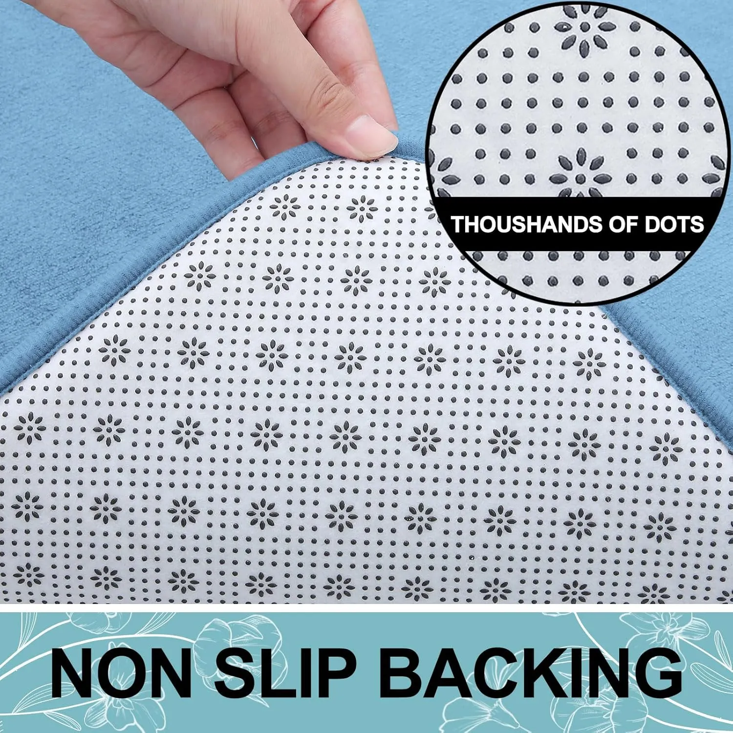 Smiry Memory Foam Bath Mat 30x20, Extra Soft and Absorbent Bathroom Mats, Non Slip Washable Carpet for Floor, Shower and Tub, Blue
