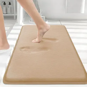 Smiry Memory Foam Bath Mat 30x20, Extra Soft and Absorbent Bathroom Mats, Non Slip Washable Carpet for Floor, Shower and Tub, Camel