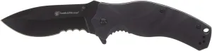 Smith & Wesson Black Ops Recurve 8in S.S. Assisted Opening Knife with 3.5in Drop Point Blade and G10 Handle for Outdoor, Tactical, Survival and EDC