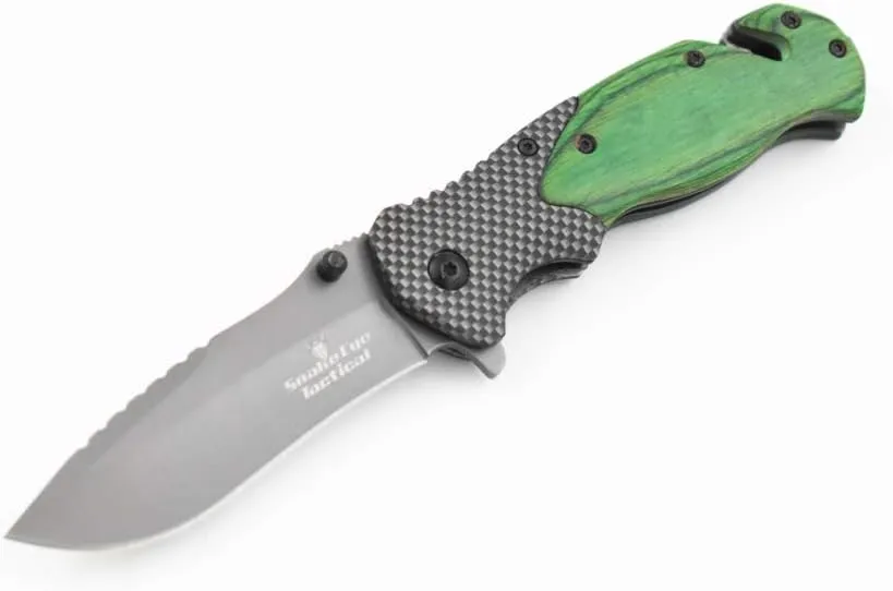 Snake Eye Tactical Triple Set Fixed Blade Mini Huntsman Folding Knife Outdoors Hunting Camping Fishing Self Defense (Green)