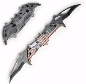 Snake Eye Tactical Twin Blade Bat Designed Action Assisted Folding Pocket Knife Outdoors Hunting Camping Fishing BKBK (PBKD7)