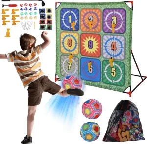 Soccer Games Set, 4-in-1 Carnival Games,-Battle Golf & Bean Bag & Toss Axe Throwing Game for Backyard.Family Soccer Game with Various Accessories,Outdoor Games for Adults and Family