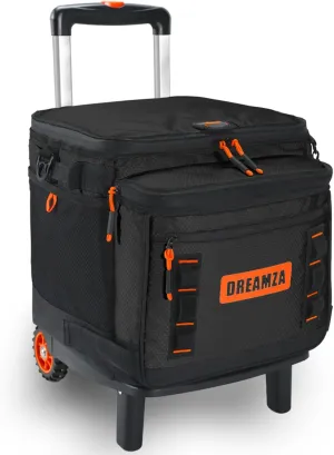 Soft Cooler with Wheels, 60-Can Wheeled Cooler with Handle, Leak Proof Rolling Cooler Insulated Bag with All-Terrain Cart, Collapsible Rolling Ice Chest for Beach Picnic Camping Grocery