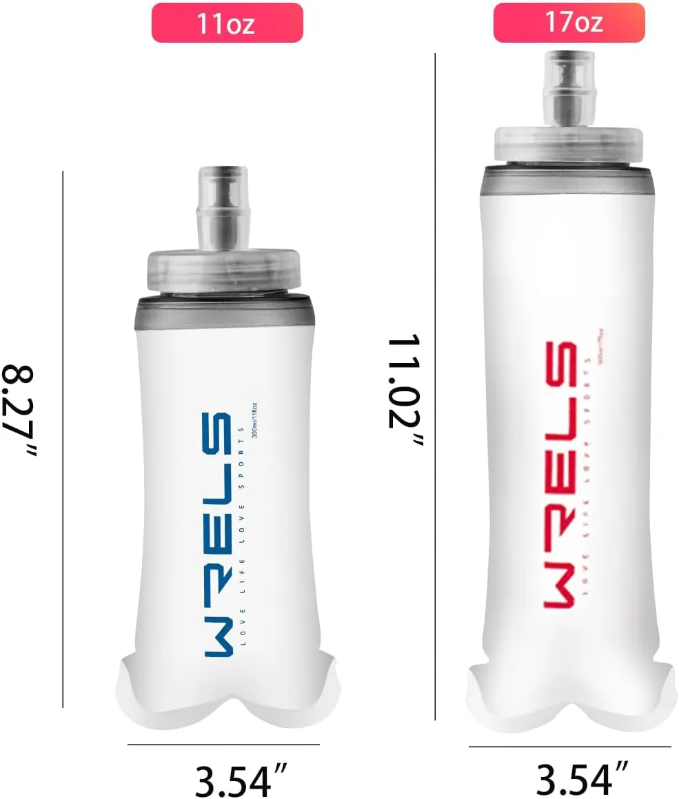 Soft Flasks Soft Running Water Flask Collapsible Soft Water Bottles Small BPA-Free for Sports Hiking Hydration Pack 500 ml/17oz，300 ml/10oz（2pack-500ml,red）