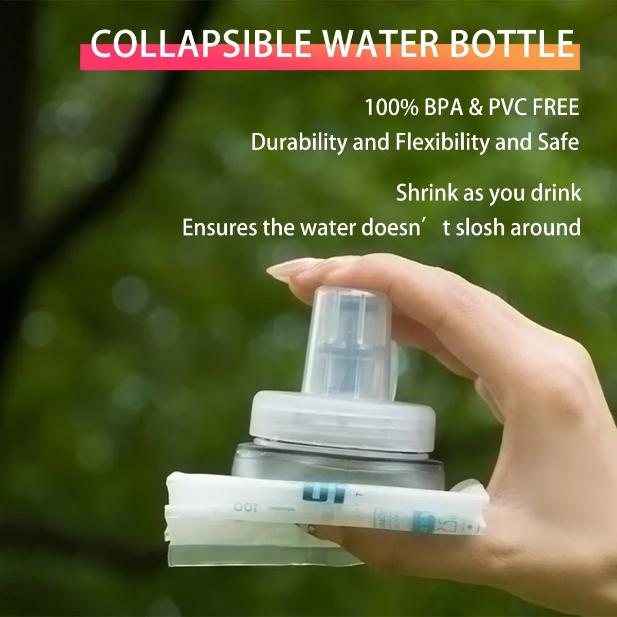 Soft Flasks Soft Running Water Flask Collapsible Soft Water Bottles Small BPA-Free for Sports Hiking Hydration Pack 500 ml/17oz，300 ml/10oz（2pack-500ml,red）