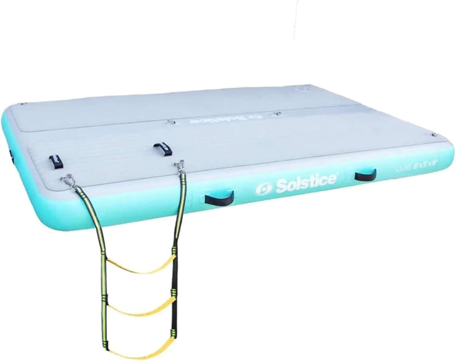 SOLSTICE ORIGINAL Floating Inflatable LUXE Dock Platform 8 X 5 FT Float For Lake Boat Pool Ocean | W/ Non-Slip Pad | Water Mat Swim Raft For Multiple Adults Kids Dogs | 8 Inch Extra Thick & Stable
