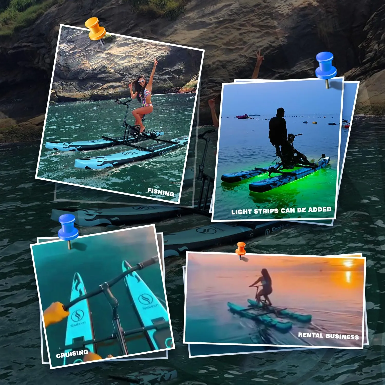 Spatium Sup Water Bike 2.0 Inflatable Pedal Boat Kayak Water Bicycles for Lake Fishing Pedal Boat More Stable and Easy to Drive on Water