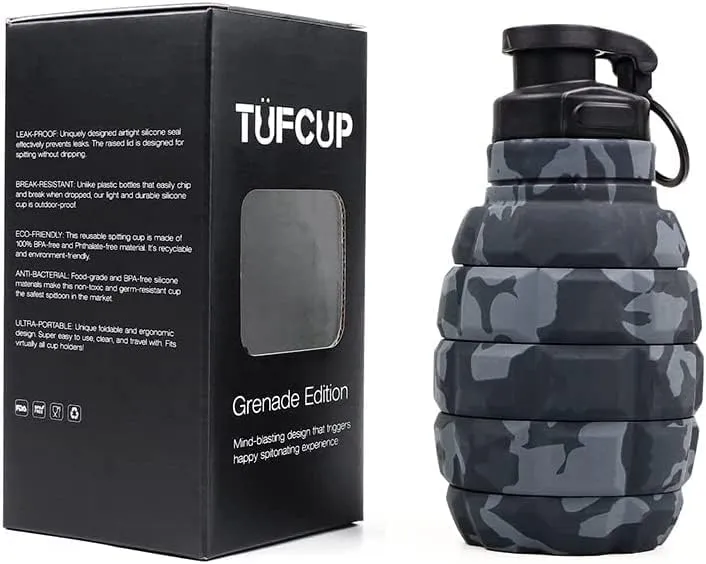 Spit Cup Spittoon for Chewing, Portable Reusable Spit Dipping Cup with Lid, Collapsible Spill Resistant Leak Proof Silicone Body Travel Spitter