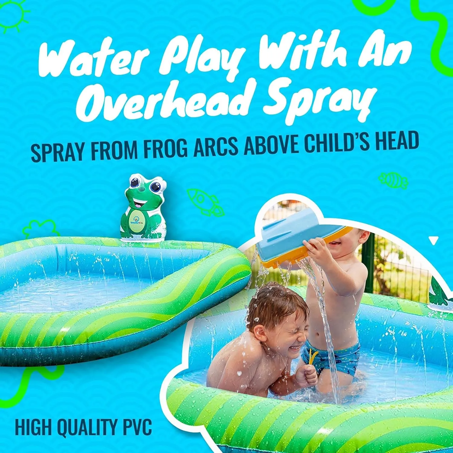 Splashin'kids 3 in 1 Inflatable Sprinkler Pool for Kids, Baby Pool, Kiddie Pool, Toddlers Wading Swimming Water Outdoor Toys Babies Boys Girls Small (Small and Large Size)