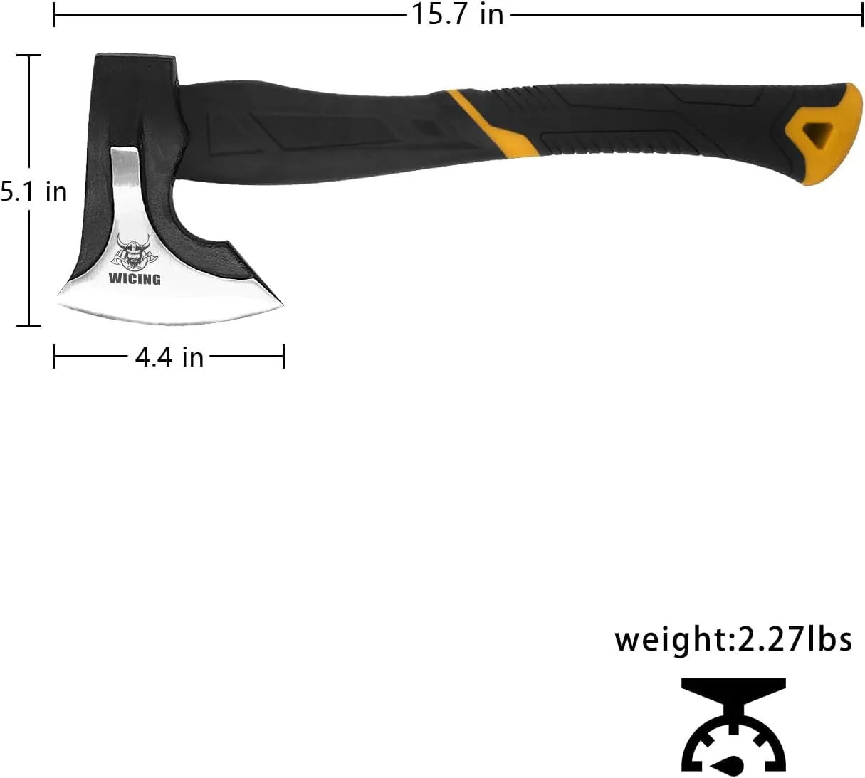 Splitting Axe, 15-inch Camping Hatchet, Chopping Axe 1065 High Manganese Steel and Ergonomic Fiberglass Handle