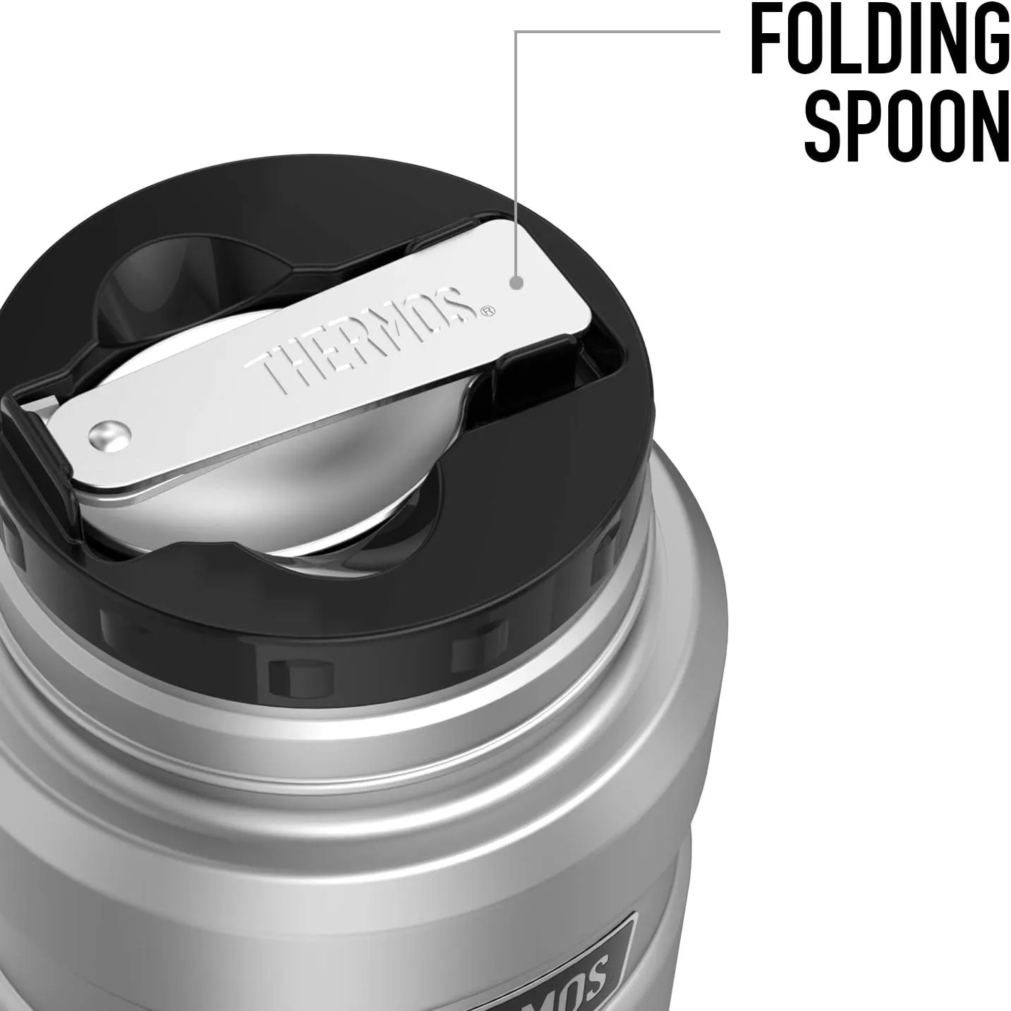 Spongebob OFFICIAL Goofy Face THERMOS STAINLESS KING Stainless Steel Food Jar with Folding Spoon, Vacuum insulated & Double Wall, 16oz