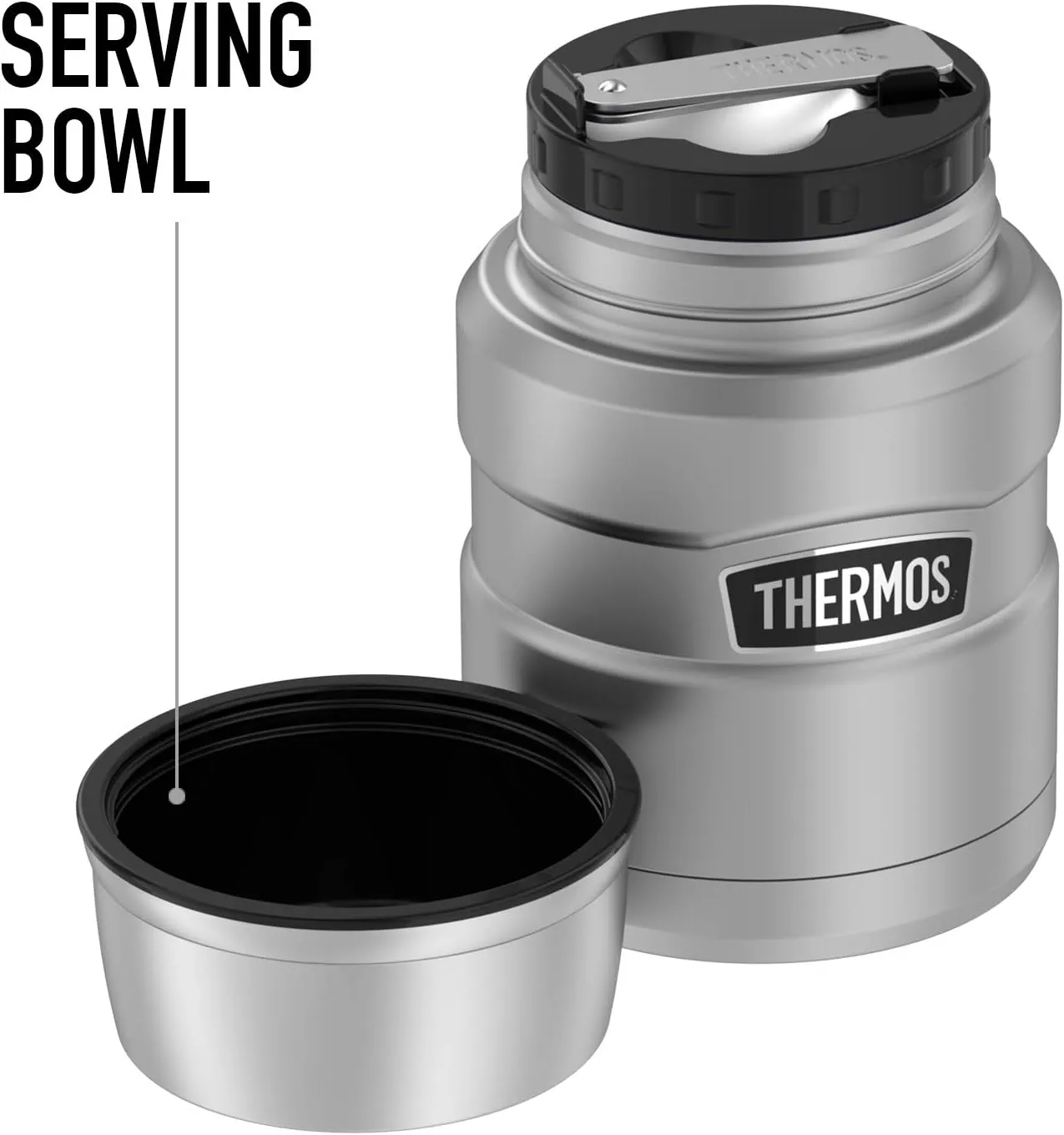 Spongebob OFFICIAL Goofy Face THERMOS STAINLESS KING Stainless Steel Food Jar with Folding Spoon, Vacuum insulated & Double Wall, 16oz