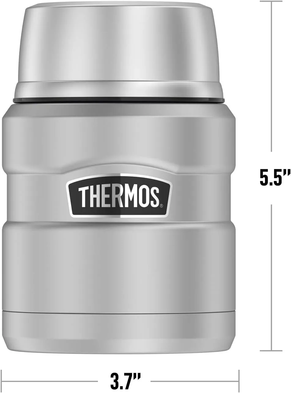 Spongebob OFFICIAL Goofy Face THERMOS STAINLESS KING Stainless Steel Food Jar with Folding Spoon, Vacuum insulated & Double Wall, 16oz