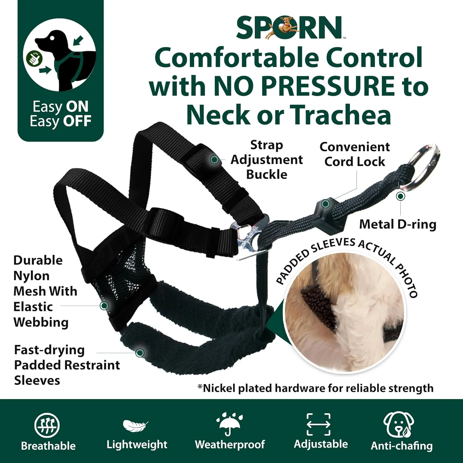 Sporn Mesh Non Pull Dog Harness Medium Blue, Perfect for Training-Stops Dogs from Pulling and Choking on Walks for Small, Medium and Large Dogs, Puppy Harness, No Pull Harness, No Choke Harness