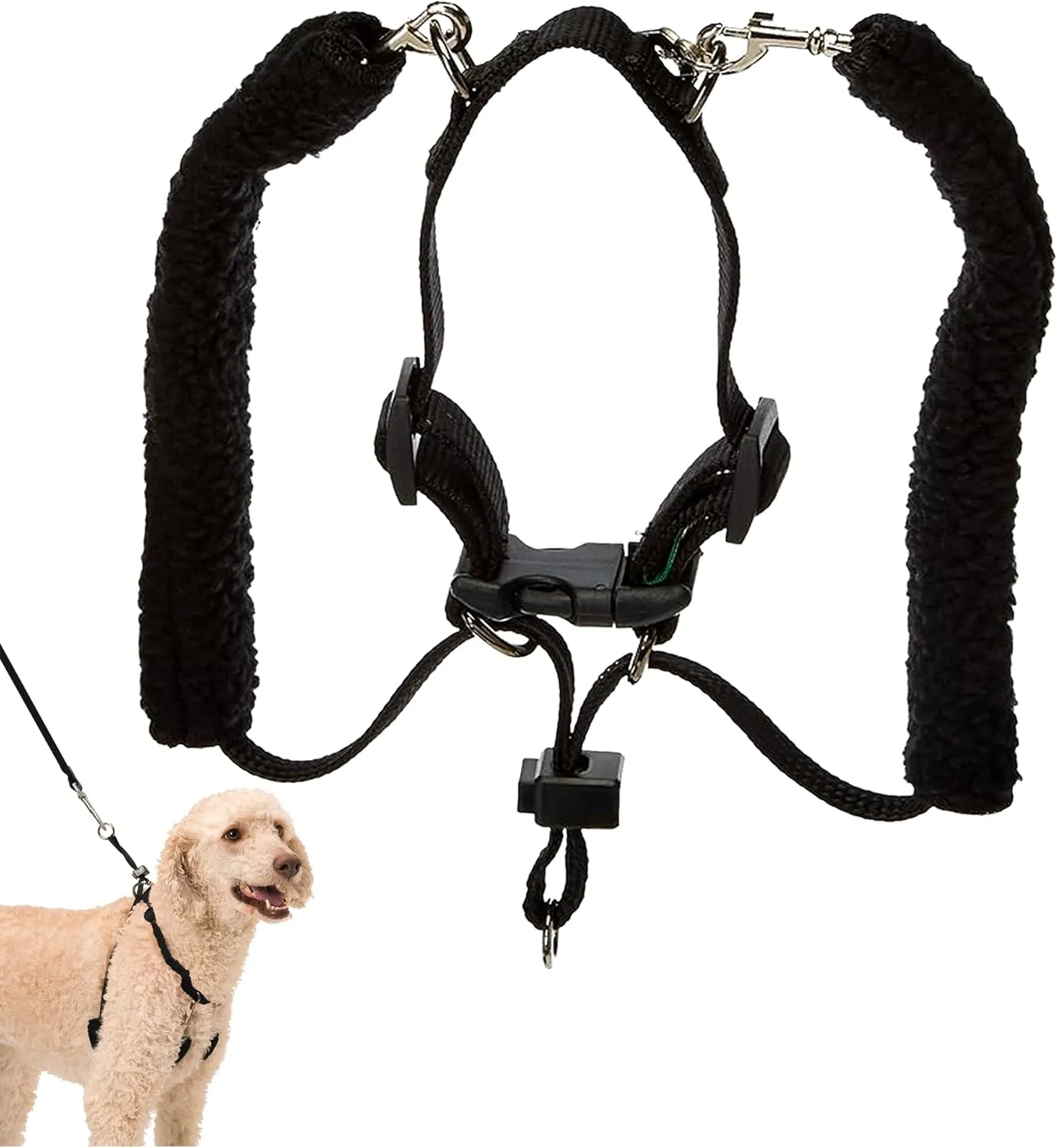 Sporn Original Training Halter, No Pull Dog Harness for Large Dogs with Black Padded Sherpa Sleeves, Breathable Large Dog Harness No Pull, Provides to All Large Sized Breeds