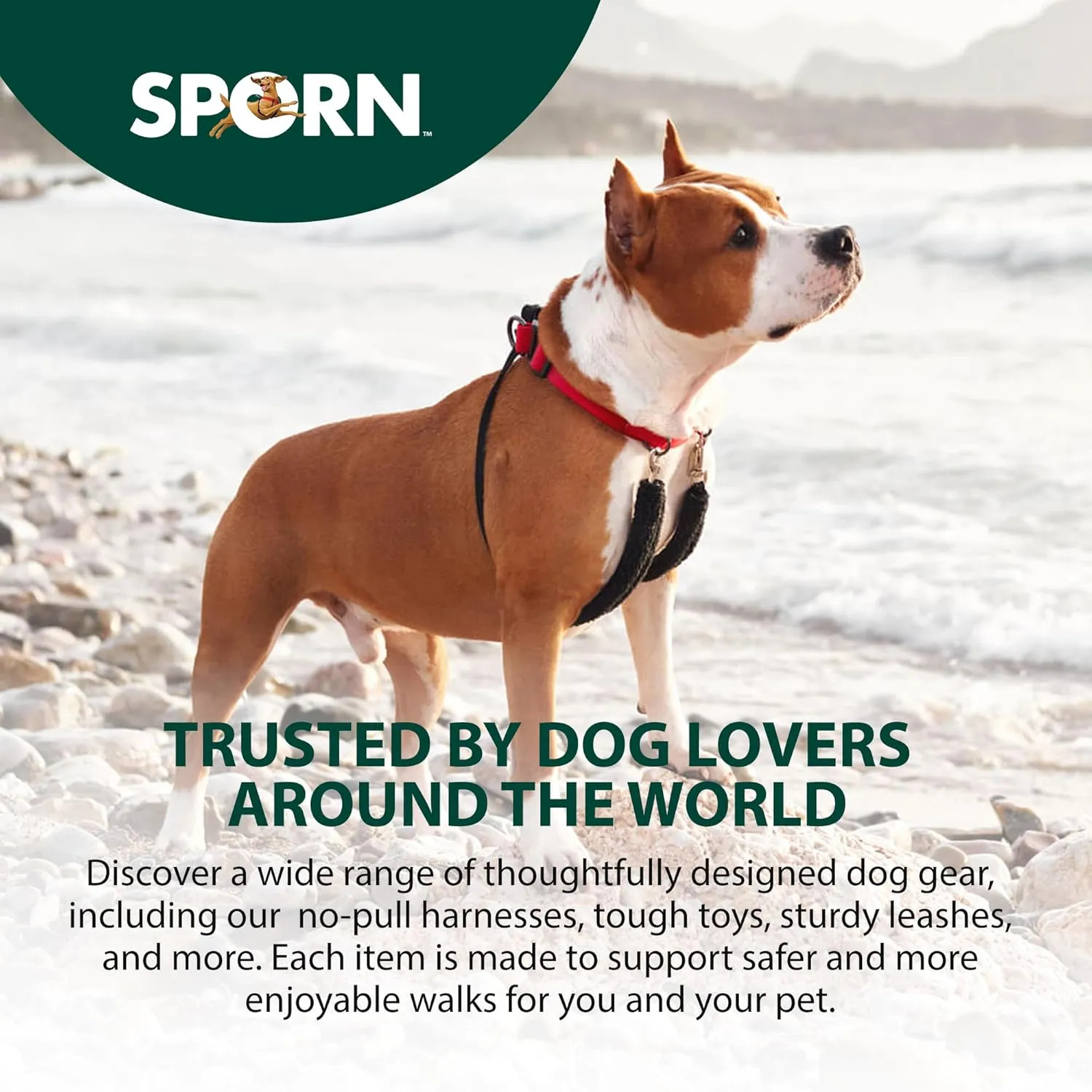 Sporn Original Training Halter, No Pull Dog Harness for Large Dogs with Black Padded Sherpa Sleeves, Breathable Large Dog Harness No Pull, Provides to All Large Sized Breeds