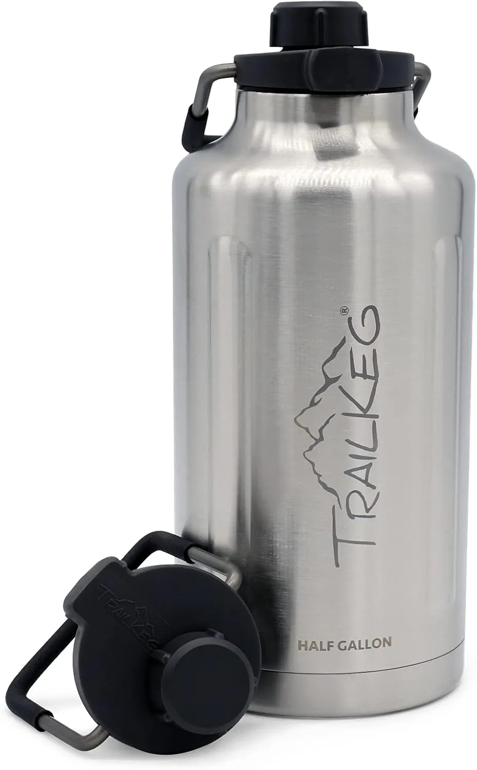 Sports Water Bottle, 64 oz, 1/2 Gallon, Vacuum Insulated Stainless Steel, Double Walled, Hot for 12 Hours, Cold for 48 Hours, Wide Mouth Metal Jug