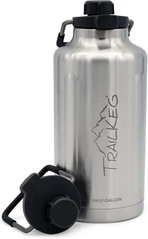 Sports Water Bottle, 64 oz, 1/2 Gallon, Vacuum Insulated Stainless Steel, Double Walled, Hot for 12 Hours, Cold for 48 Hours, Wide Mouth Metal Jug