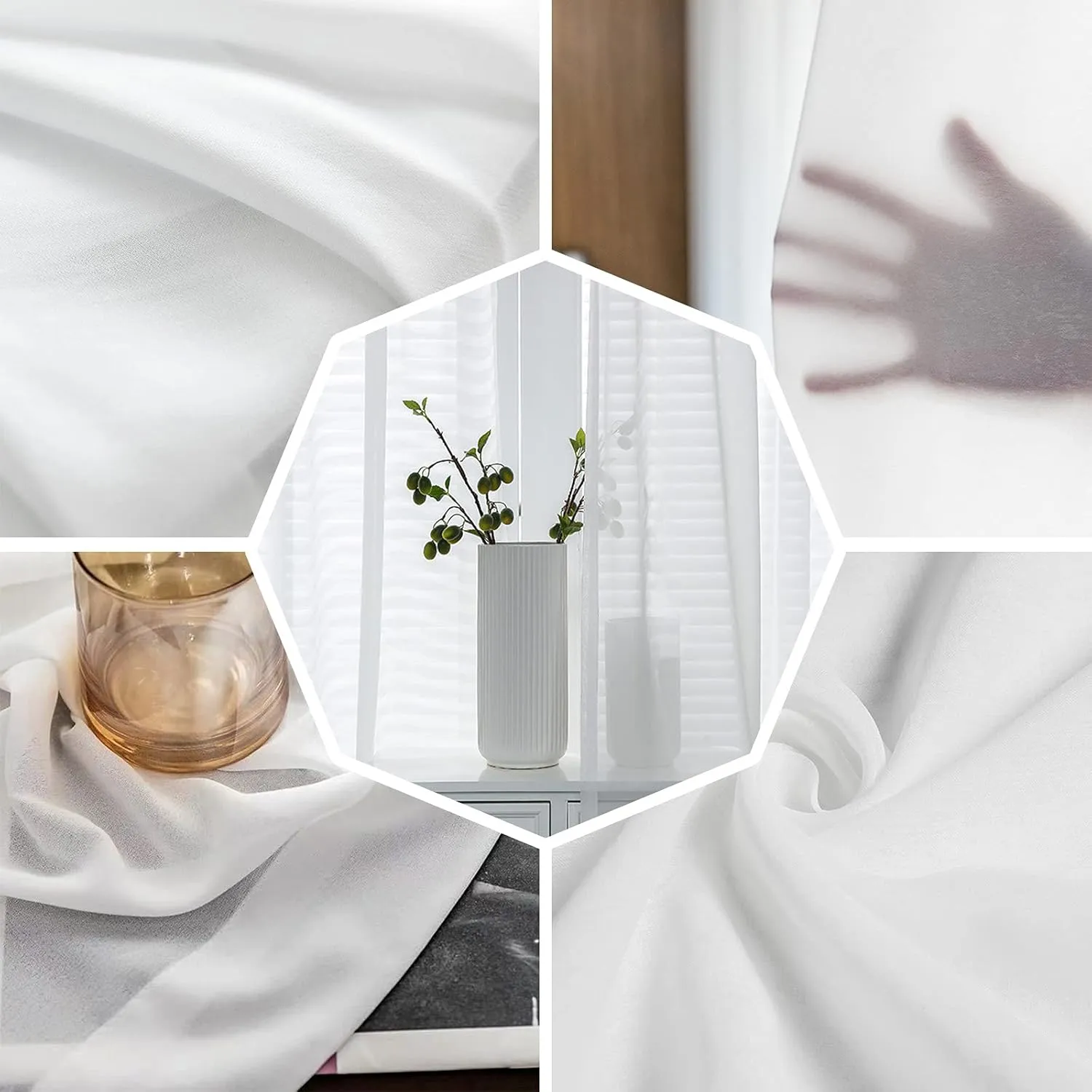 Spring Sheer Curtains 84 Inch Long Sage Green Eucalyptus Leaves and Branches Rod Pocket Voile Semi-Sheer Window Treatment Drapes for Living Room Bedroom Windows 2 Panels 52" Wx84 L