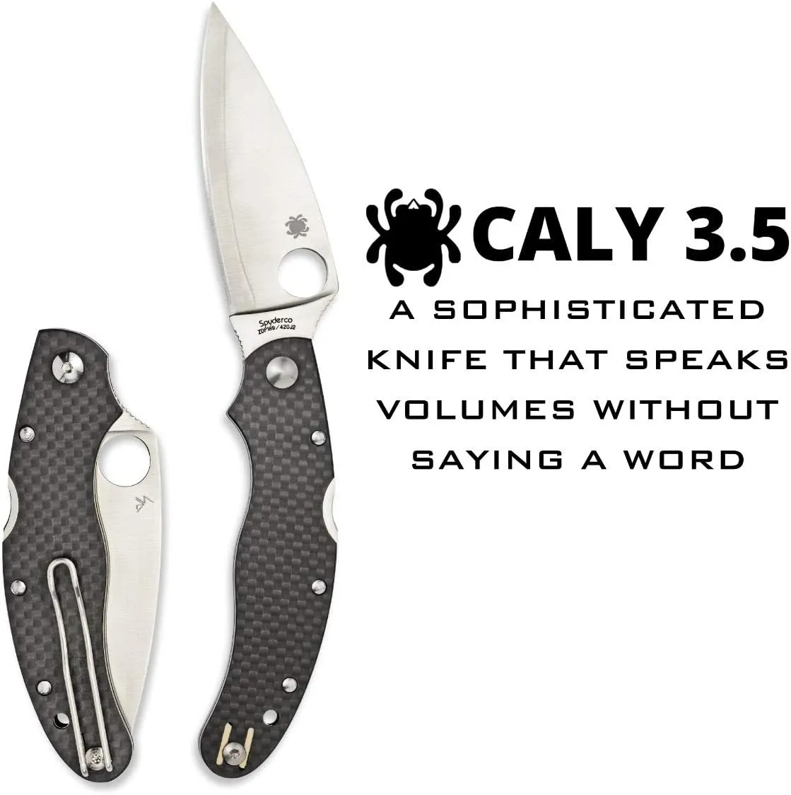 Spyderco Caly 3.5 Carbon Fiber ZDP-189 3.4" Plain Edge Folding Pocket Knife (C144CFPE)