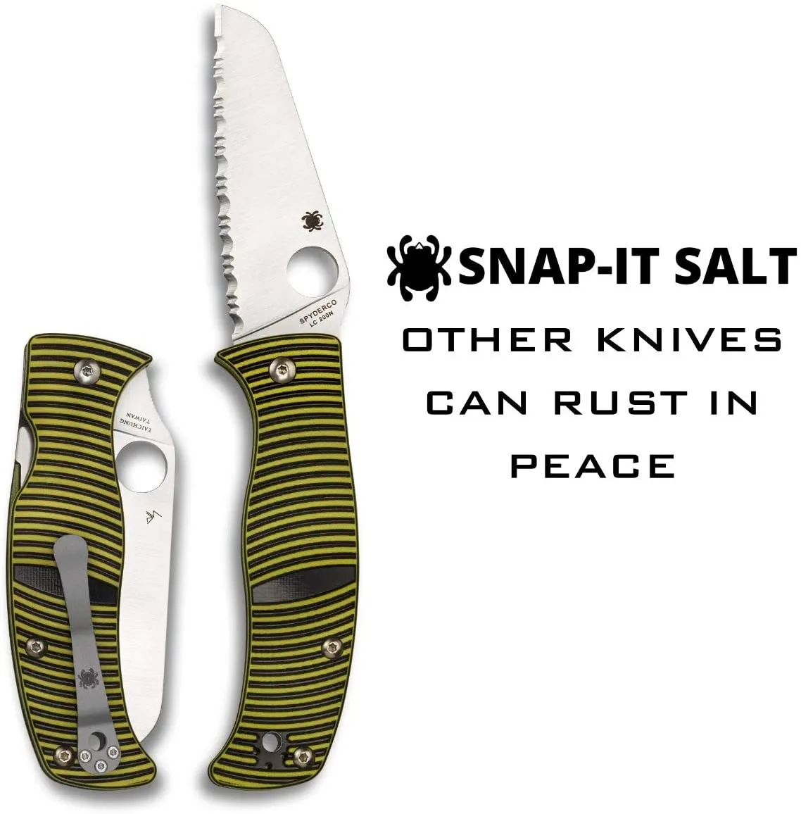 Spyderco Caribbean G-10 Black/Yellow Sheepfoot Folding Pocket Knife (C217GSSF)