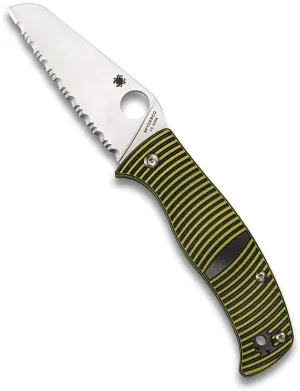 Spyderco Caribbean G-10 Black/Yellow Sheepfoot Folding Pocket Knife (C217GSSF)
