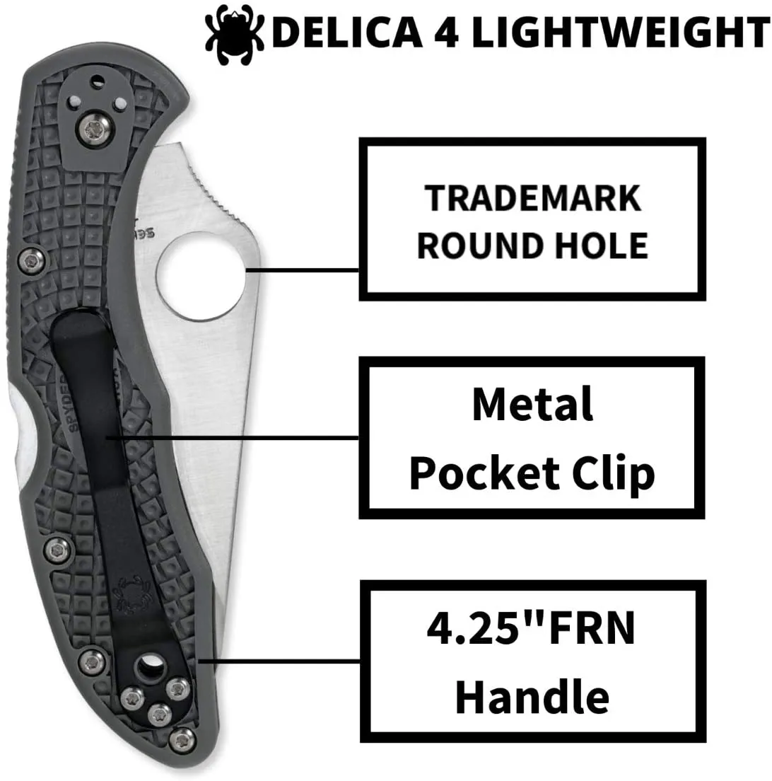 Spyderco Delica 4 FRN Foliage Green 2.9" VG-10 Folding Pocket Knife (C11PSFG)