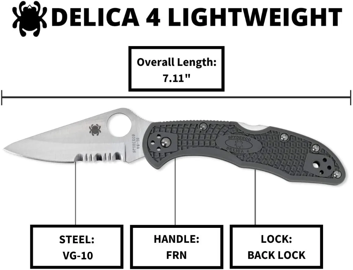 Spyderco Delica 4 FRN Foliage Green 2.9" VG-10 Folding Pocket Knife (C11PSFG)