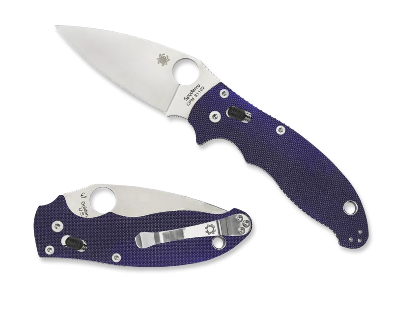 Spyderco Manix 2 Dark Blue G10 CPM S110V 3.37" Plain Edge Folding Knife (C101GPDBL2)