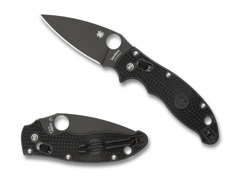 Spyderco Manix 2 Lightweight PlainEdge Folding Knife with Black Steel Blade and Black FRCP Handle